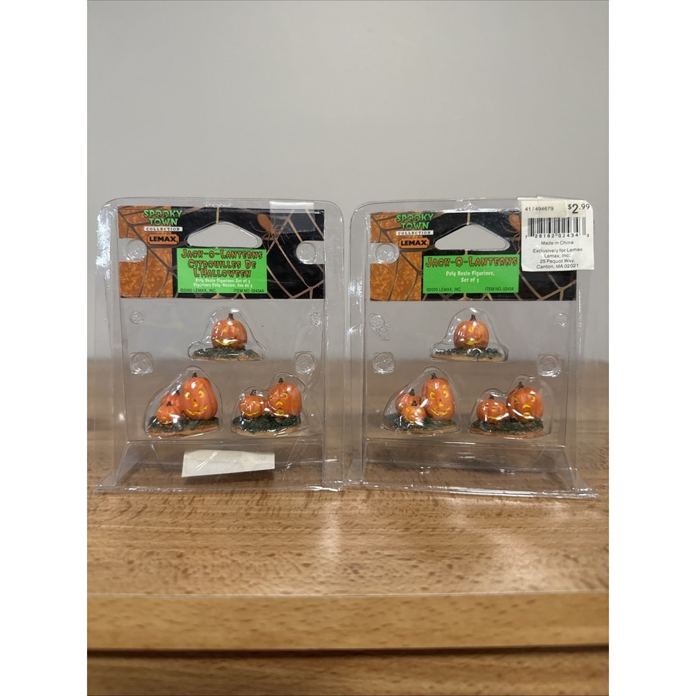 Lemax 2000 Spooky Town Halloween Jack O Lantern Pumpkin Hollow Set of 6 #02434